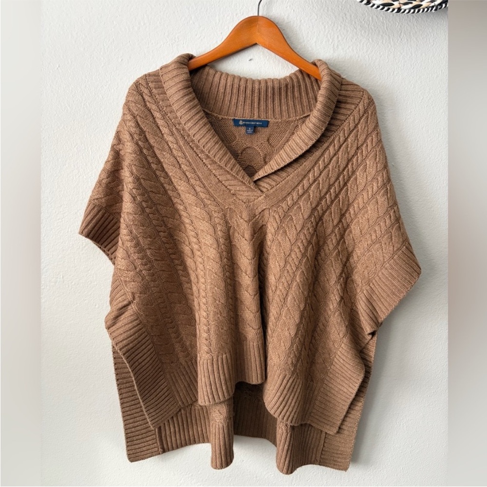 BROOKS BROTHERS | Chunky Cable Knit Sweater Poncho Brown Women’s Small